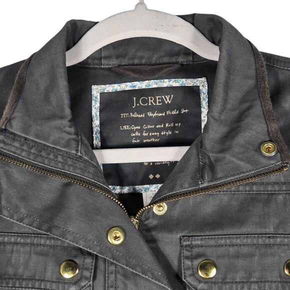 J.Crew Field Jacket Womens XS Petite Dark Olive Relaxed Boyfriend Cotton Utility - Picture 3 of 12